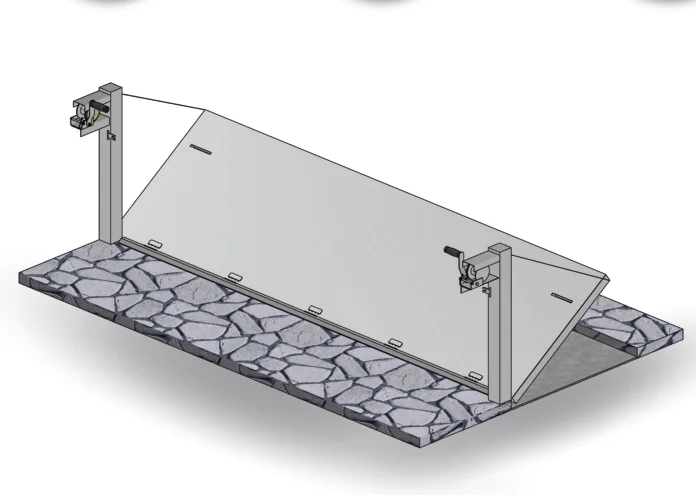 Cửa chống ngập ròng rọc ở trạng thái nâng chắn nước